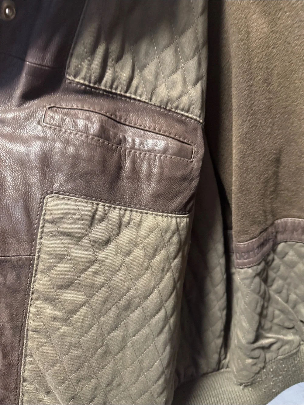 Vintage Timberland Two-Tone Brown Leather Bomber Jacket